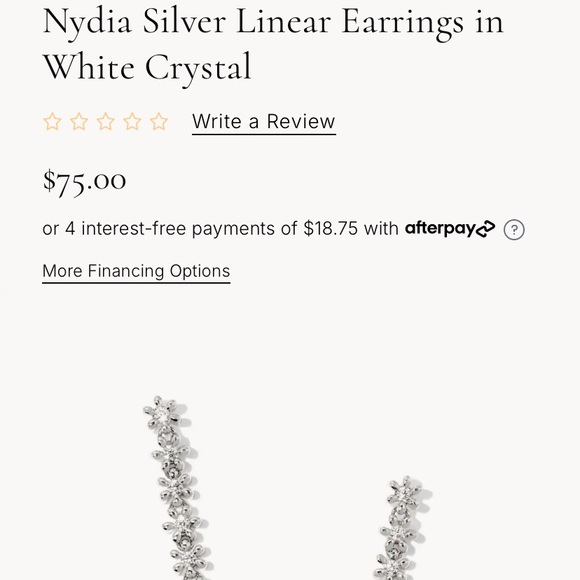 Kendra Scott Nydia Silver Linear Earrings in White Crystal - Picture 3 of 4